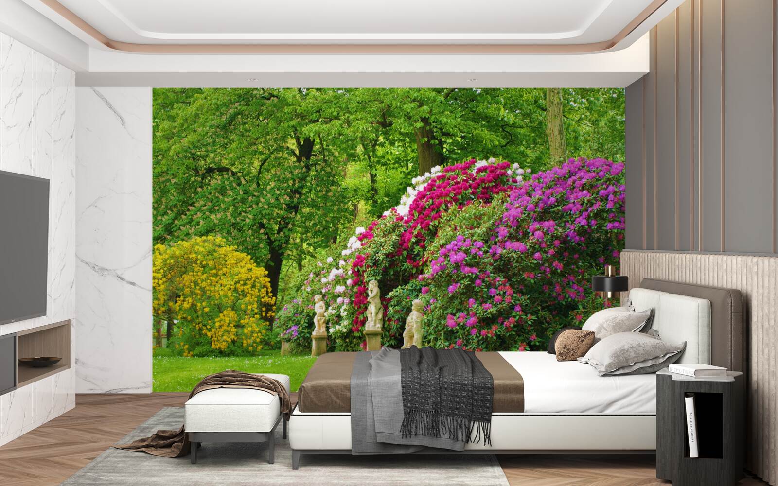 Fototapeta kríky rôznych farieb medzi zeleň