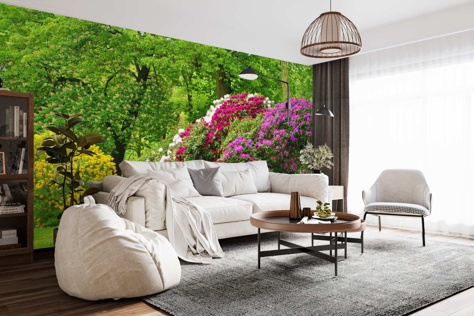 Fototapeta kríky rôznych farieb medzi zeleň