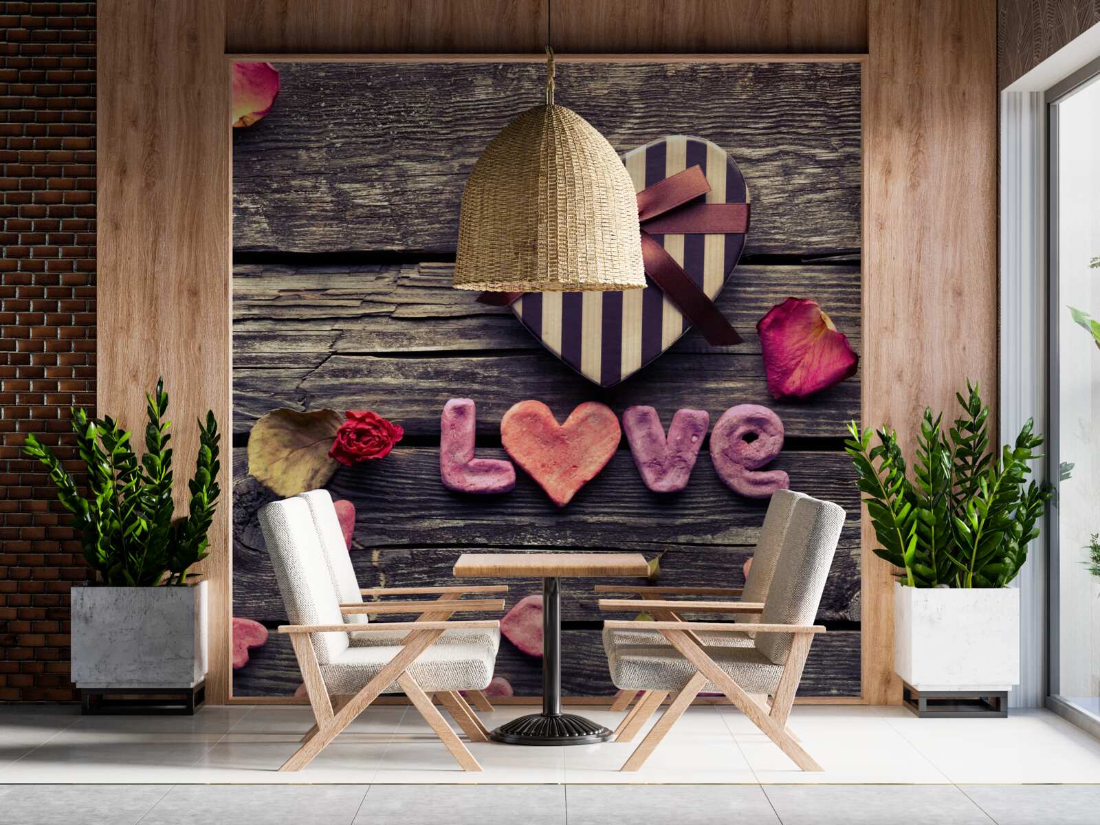 Fototapeta krabica v tvare srdca so slovom "láska"