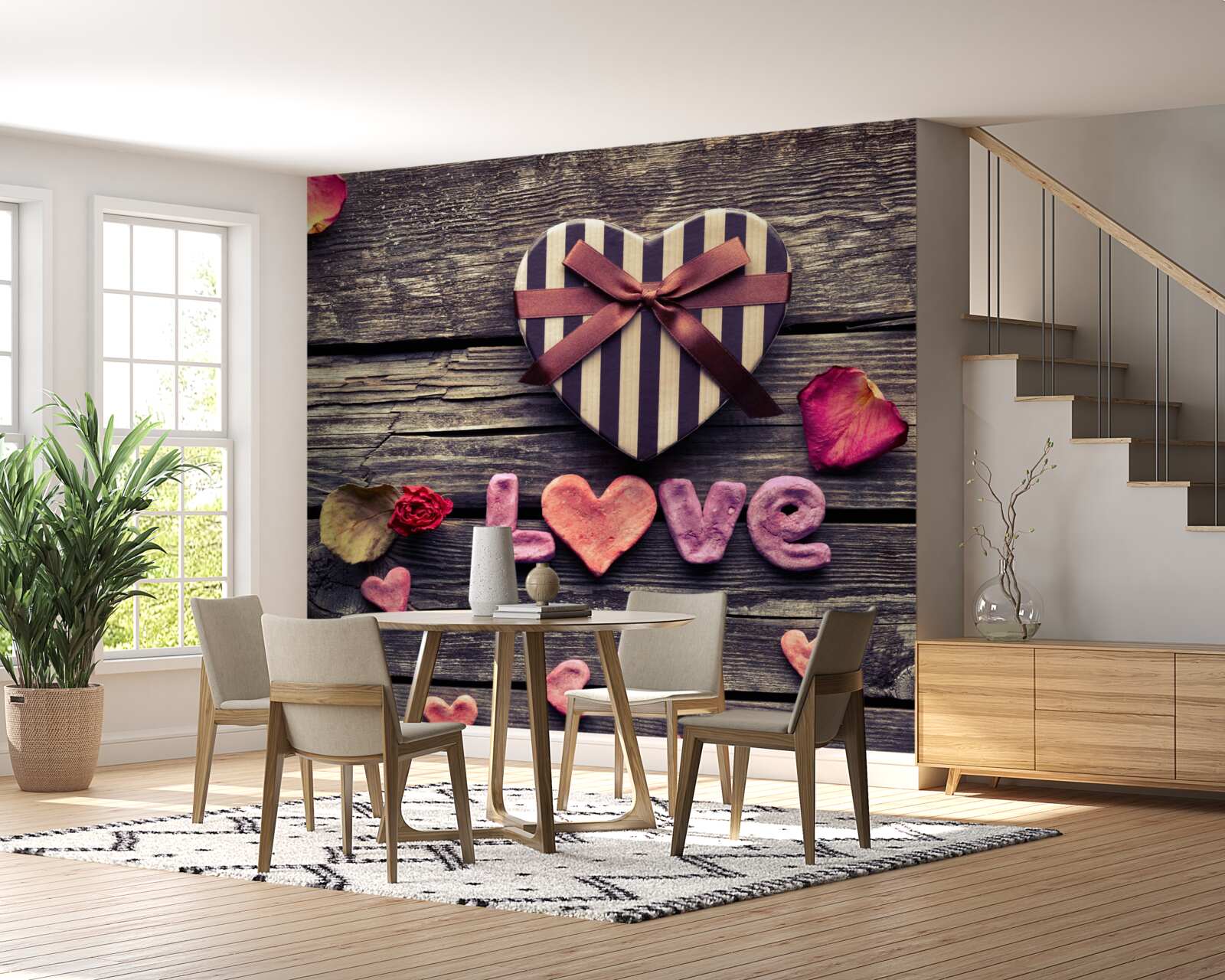 Fototapeta krabica v tvare srdca so slovom "láska"