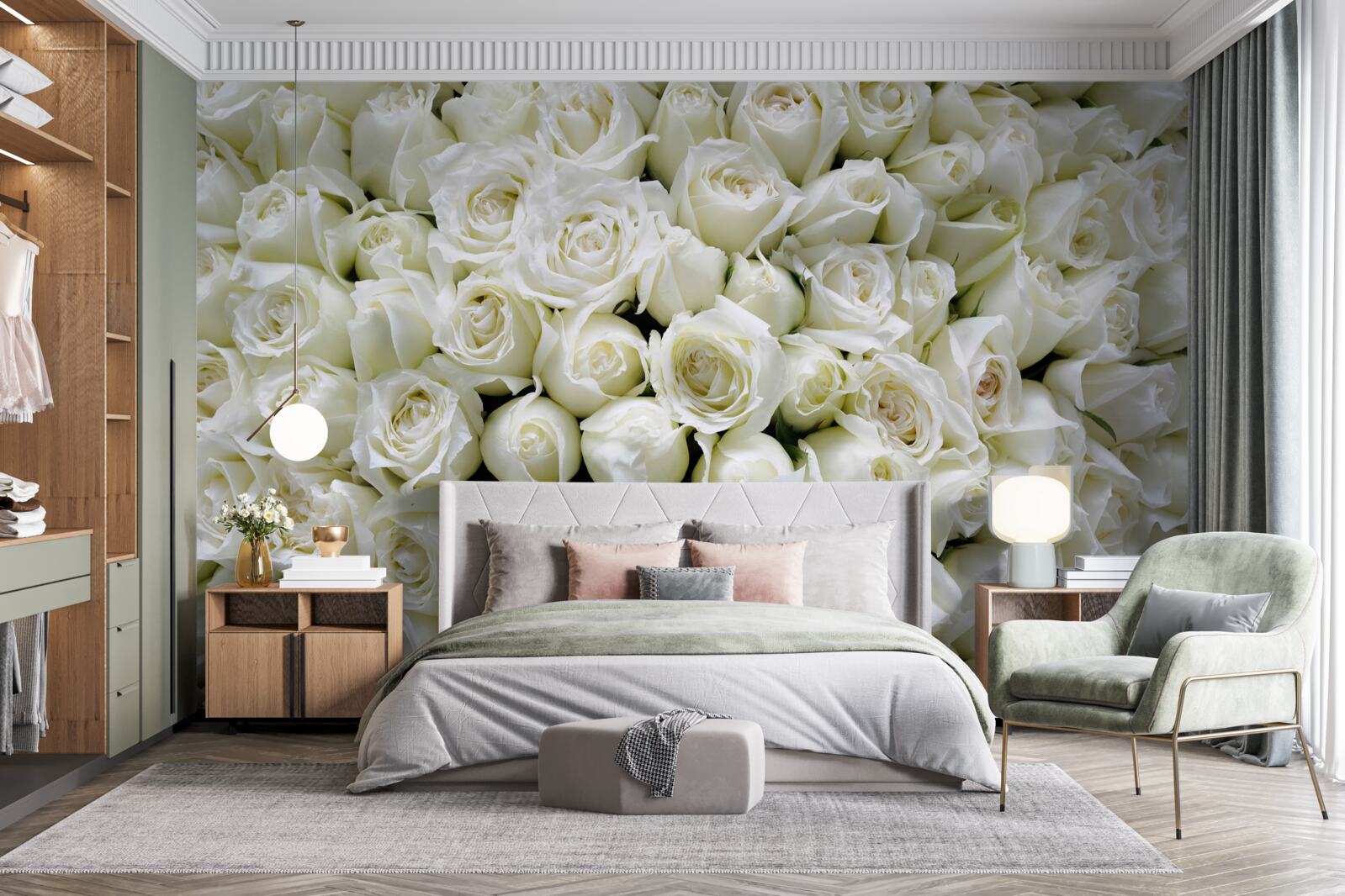 Fototapeta kytica mnohých snehových ruží