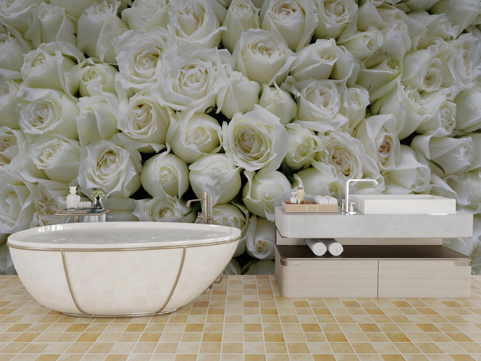 Fototapeta kytica mnohých snehových ruží