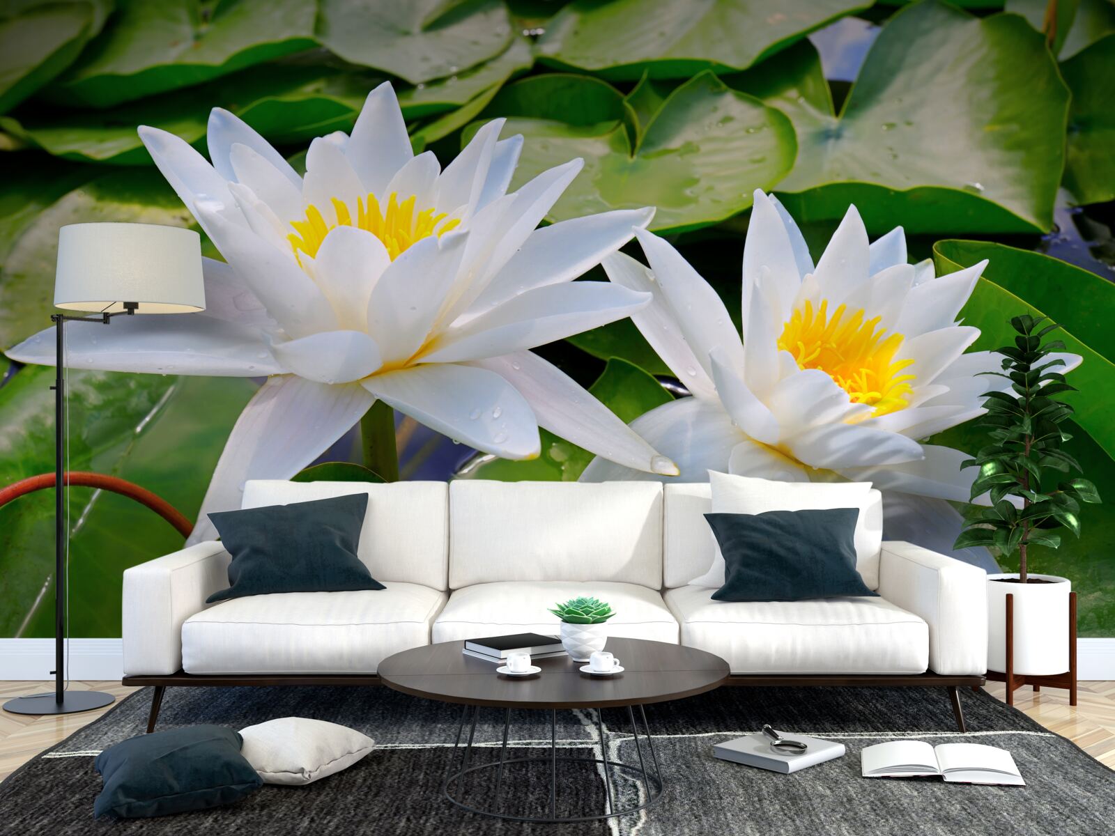 Fototapeta svetlo biela so zelenými listami