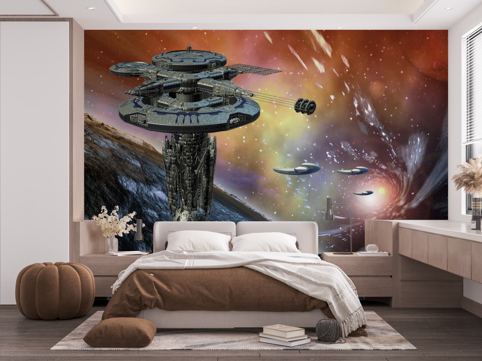 Fototapeta vesmírne lode vo hviezdnom systéme