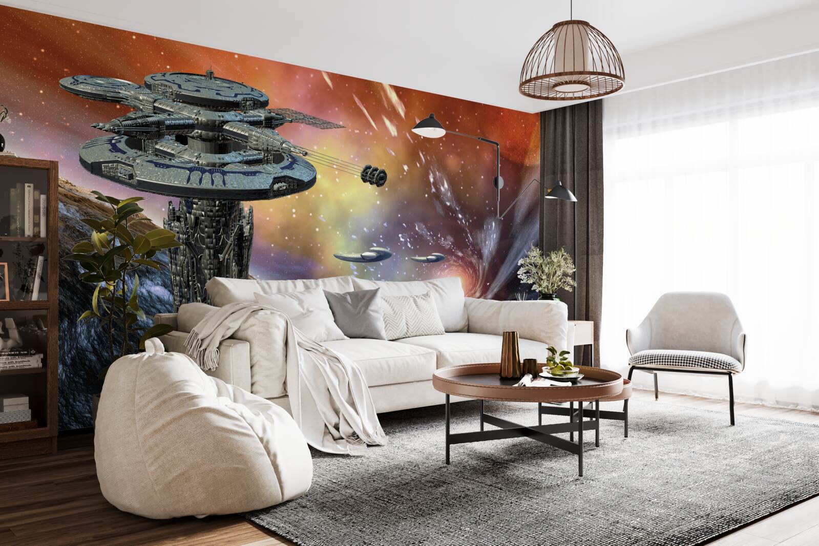 Fototapeta vesmírne lode vo hviezdnom systéme