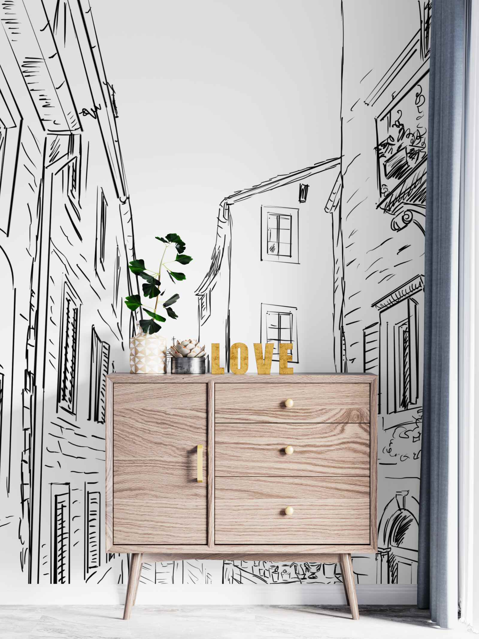 Fototapeta kresba ceruzkou starovekého mesta