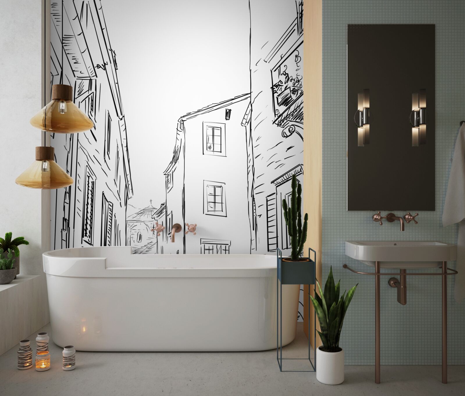 Fototapeta kresba ceruzkou starovekého mesta