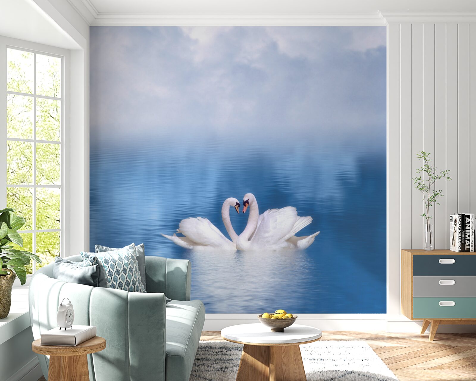 Fototapeta dve labute na pokojnej hladine