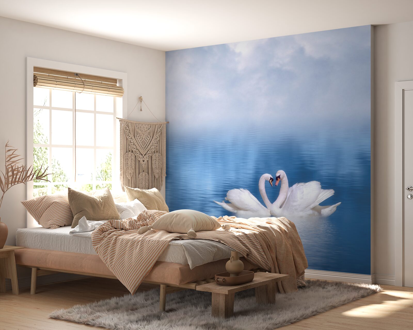 Fototapeta dve labute na pokojnej hladine