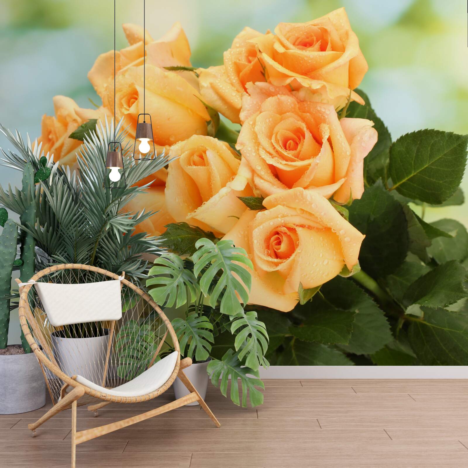 Fototapeta aranžmán broskyňových ruží