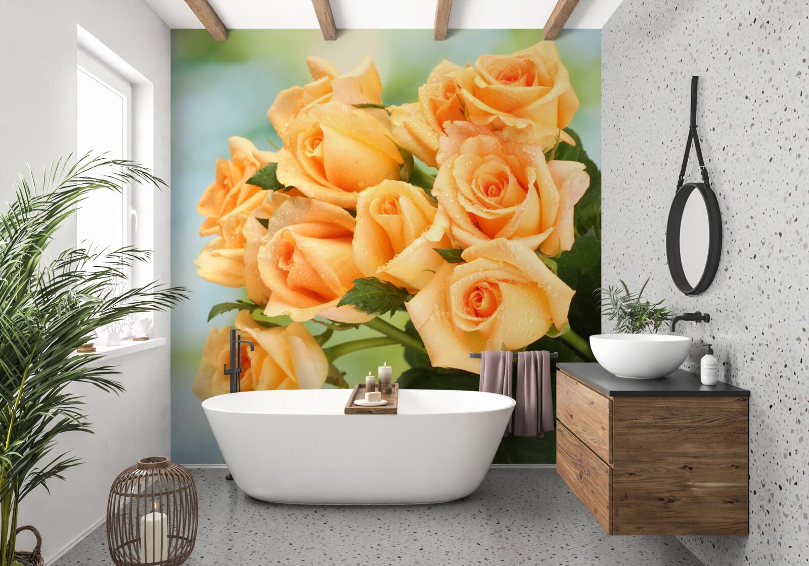 Fototapeta aranžmán broskyňových ruží