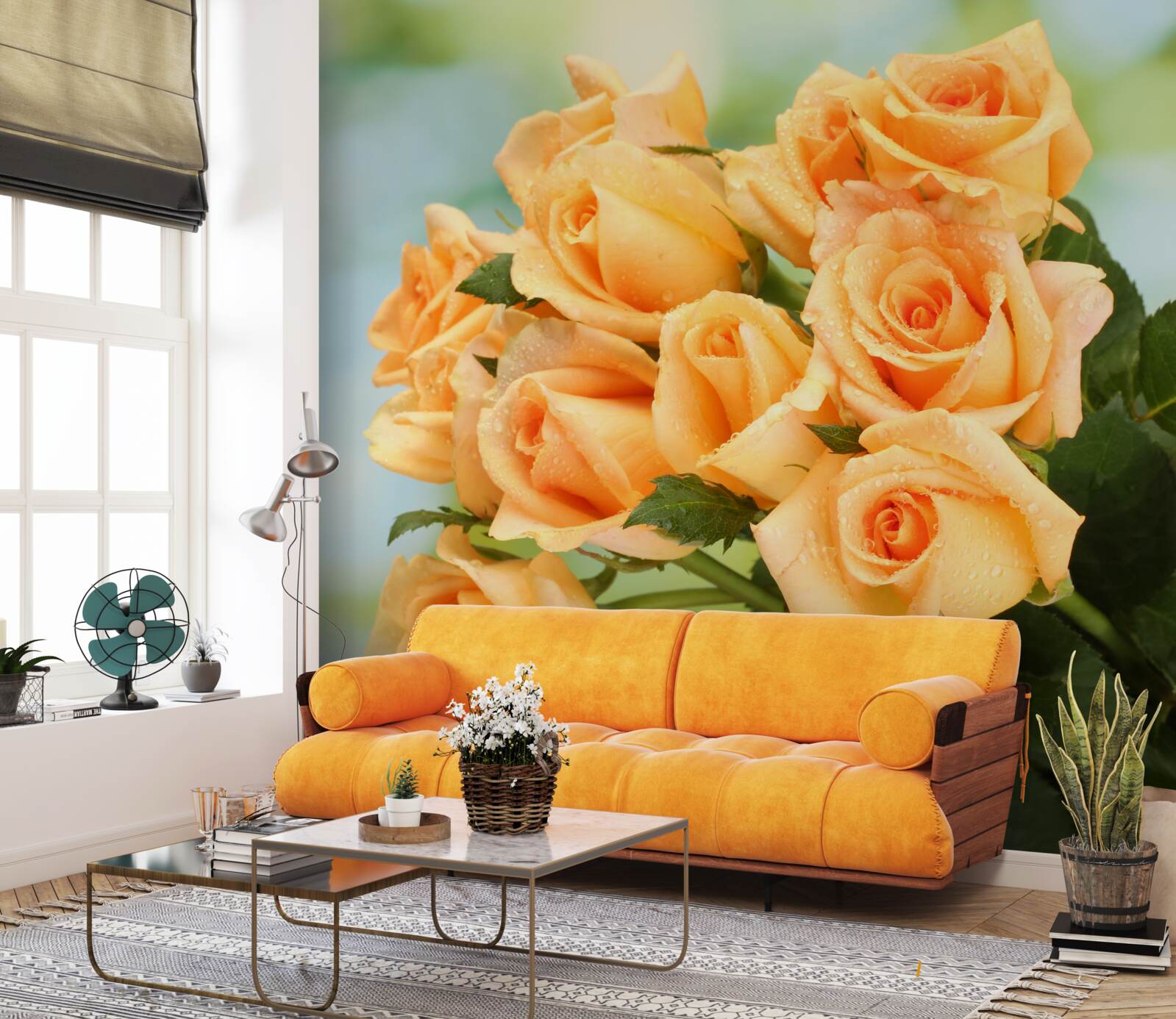 Fototapeta aranžmán broskyňových ruží