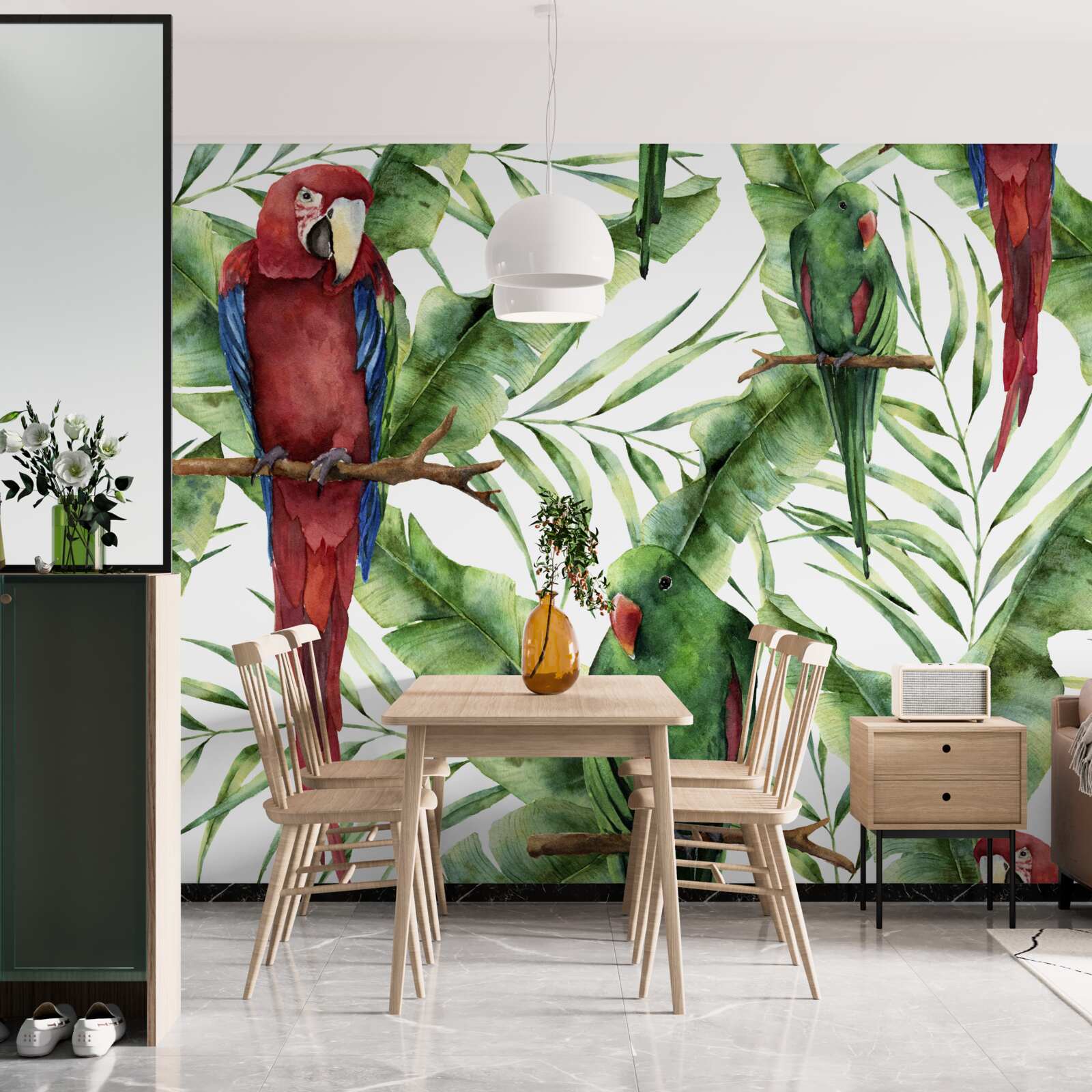 Fototapeta tropické konáre s papagájmi