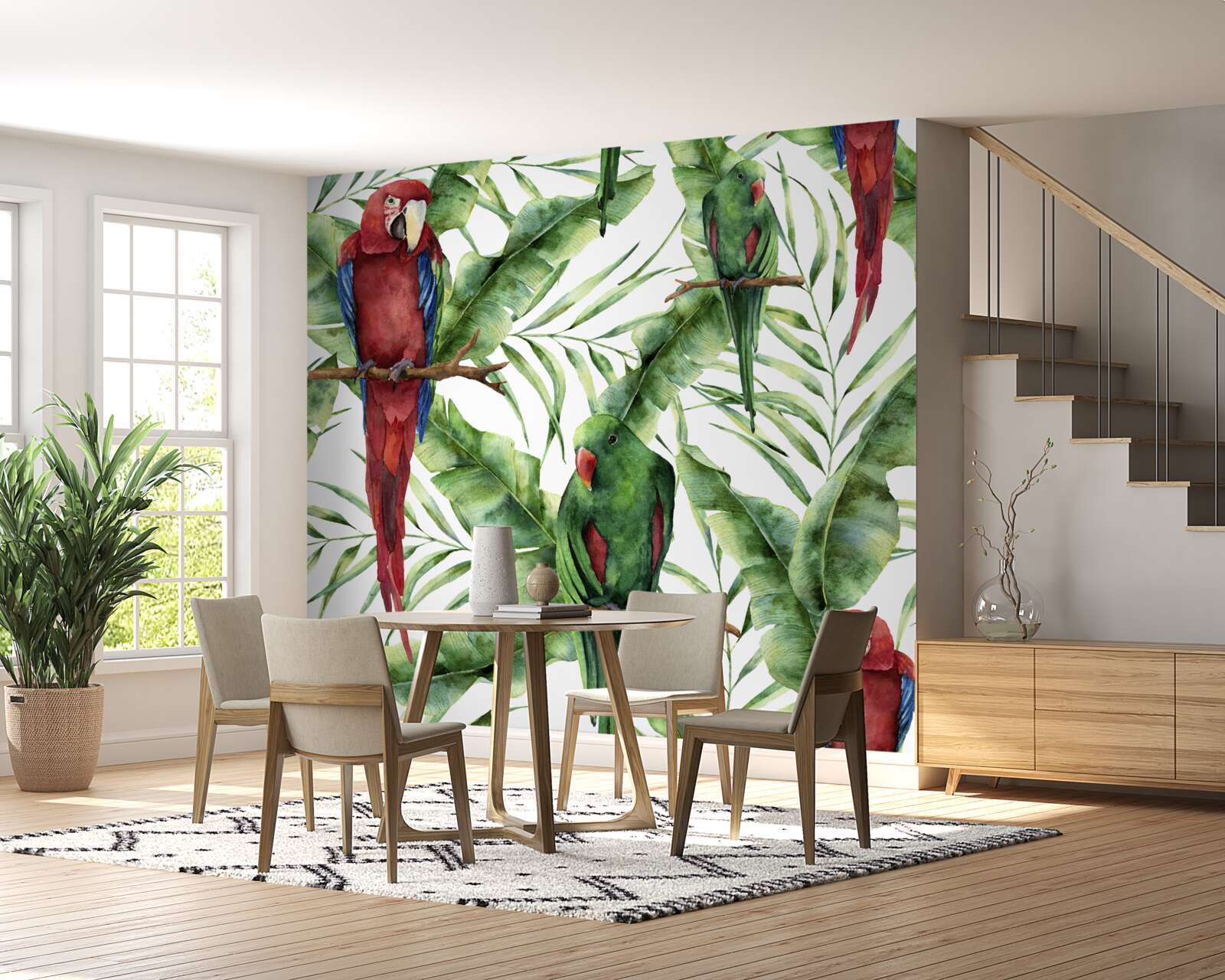 Fototapeta tropické konáre s papagájmi