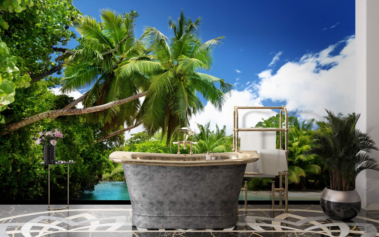 Fototapeta tropické palmy a Tyrkysová voda