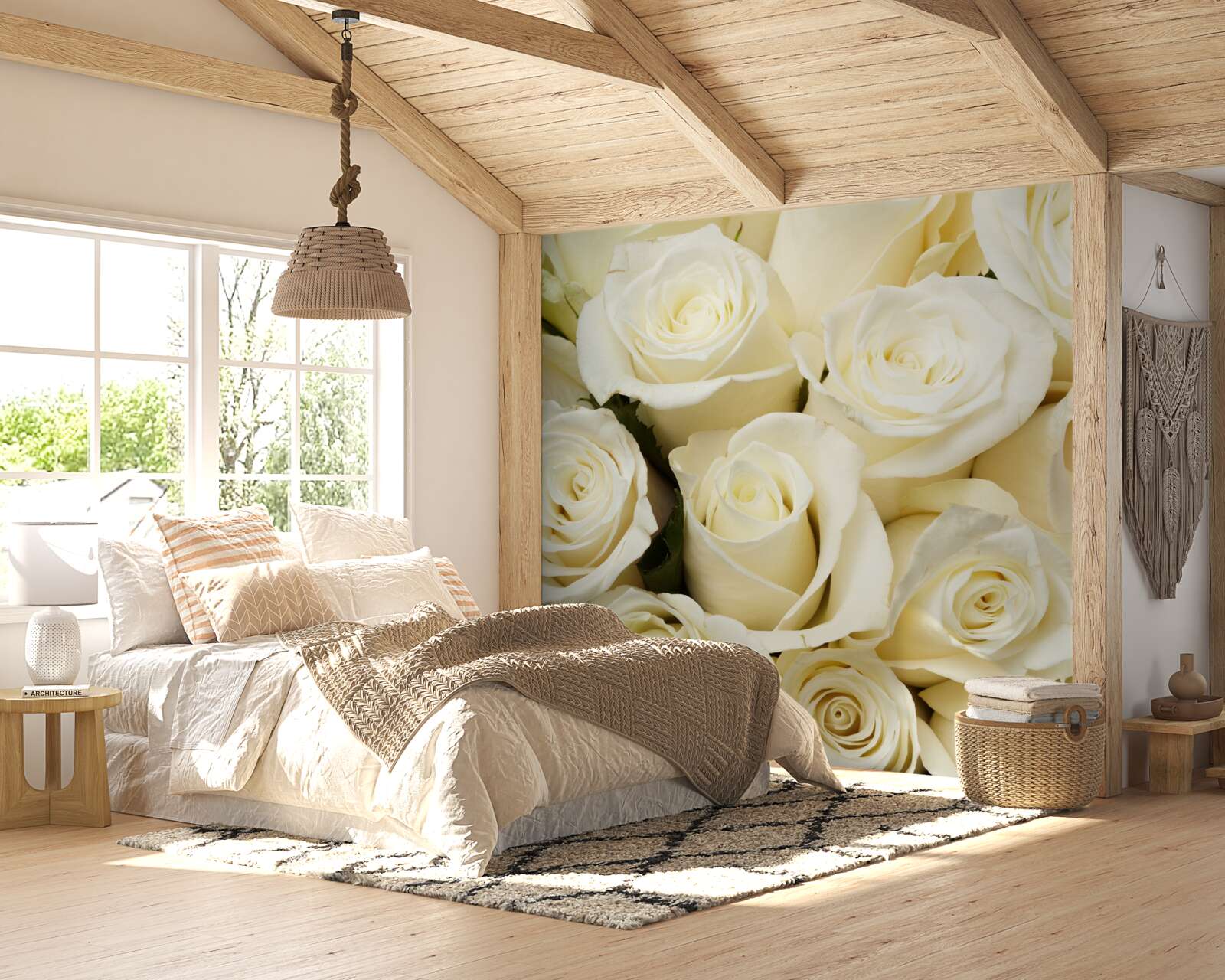 Fototapeta jemné a rafinované snehobiele púčiky ruží