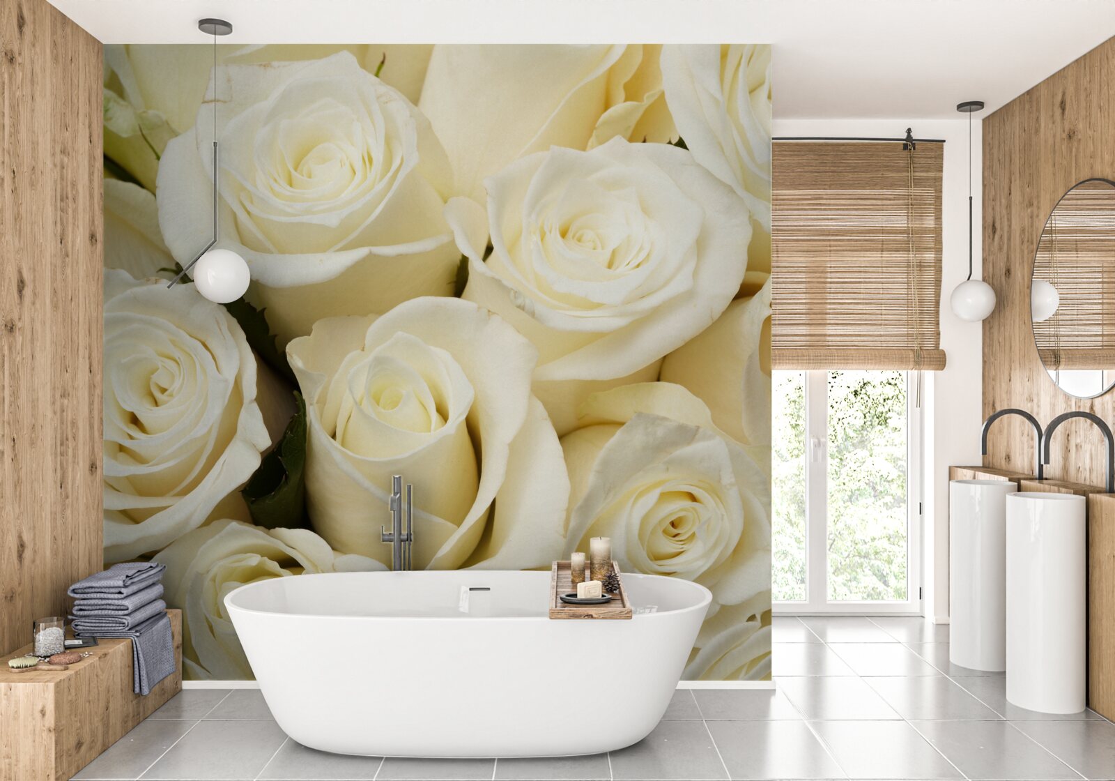 Fototapeta jemné a rafinované snehobiele púčiky ruží