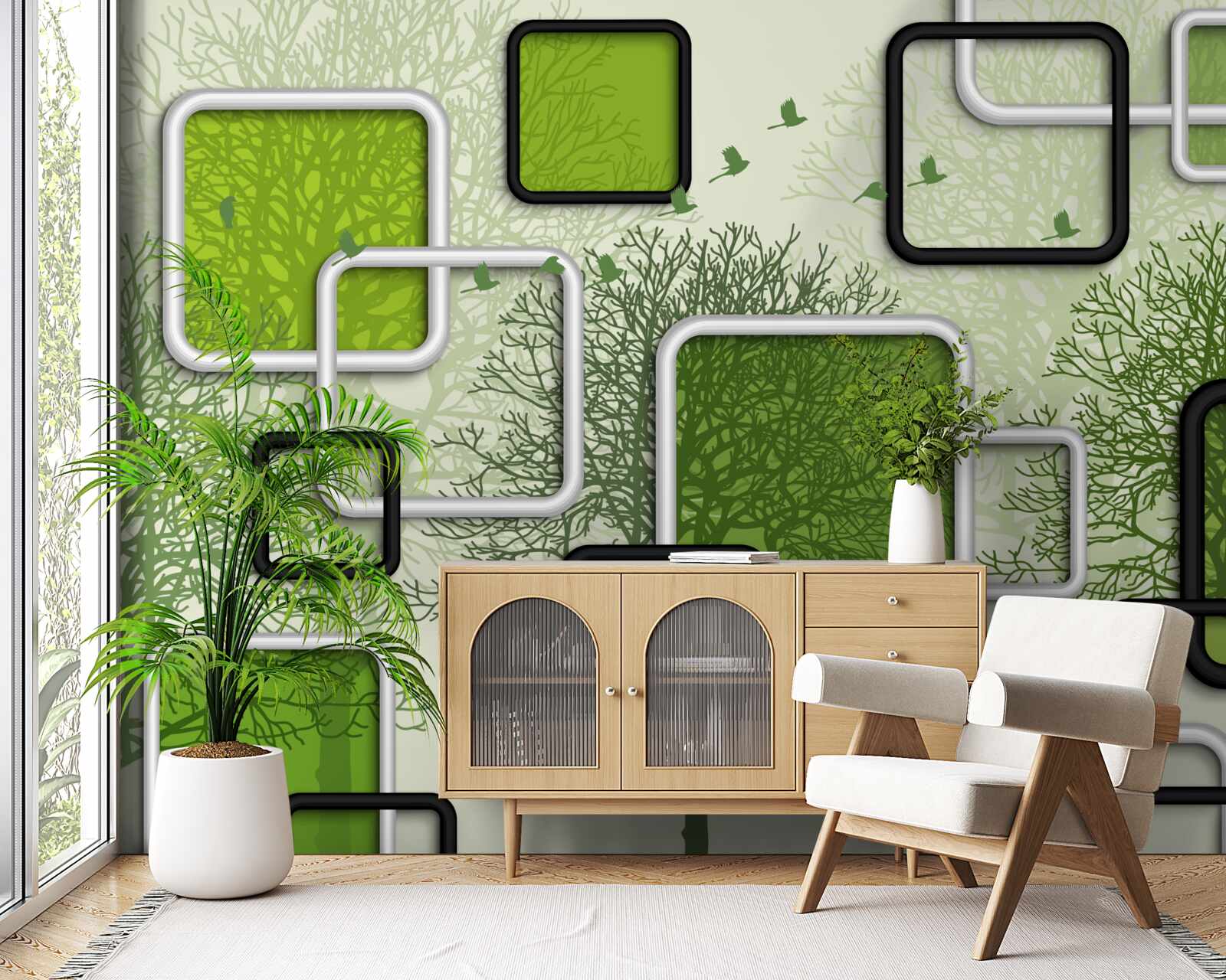 Fototapeta zelené túžby sú abstraktné obdúžniky