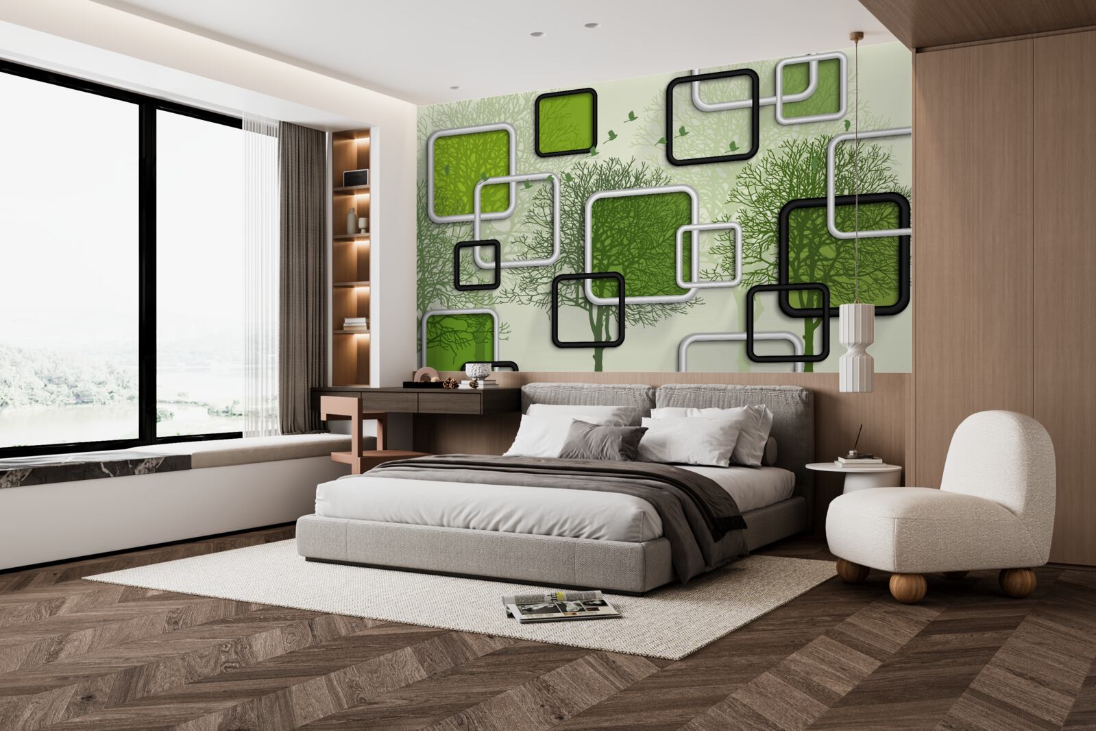 Fototapeta zelené túžby sú abstraktné obdúžniky