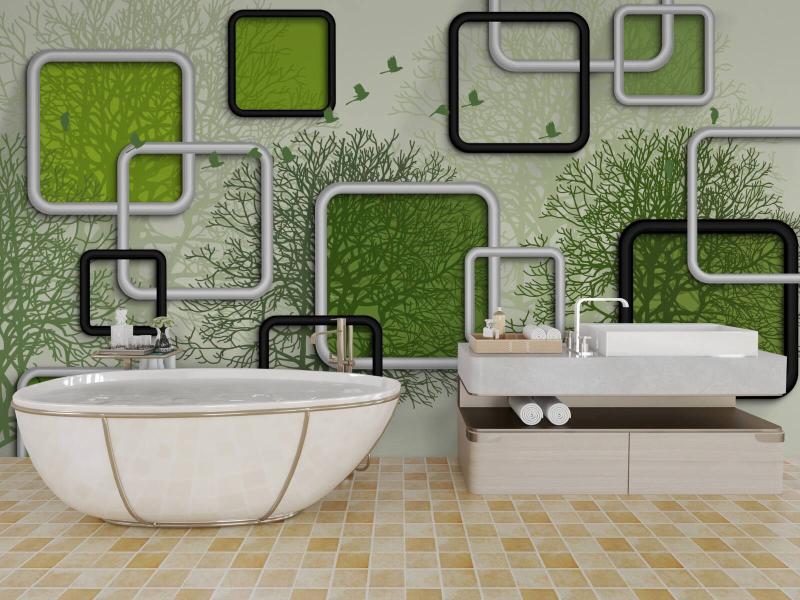 Fototapeta zelené túžby sú abstraktné obdúžniky