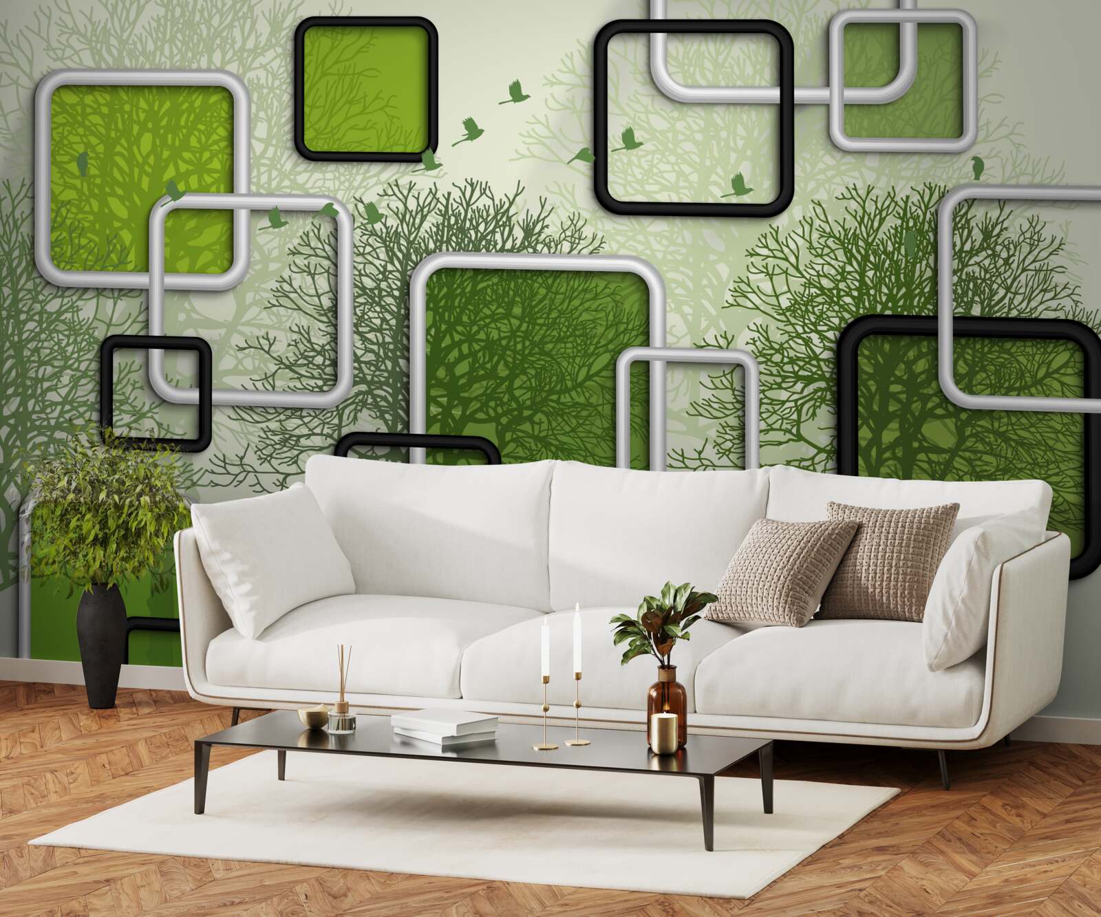 Fototapeta zelené túžby sú abstraktné obdúžniky