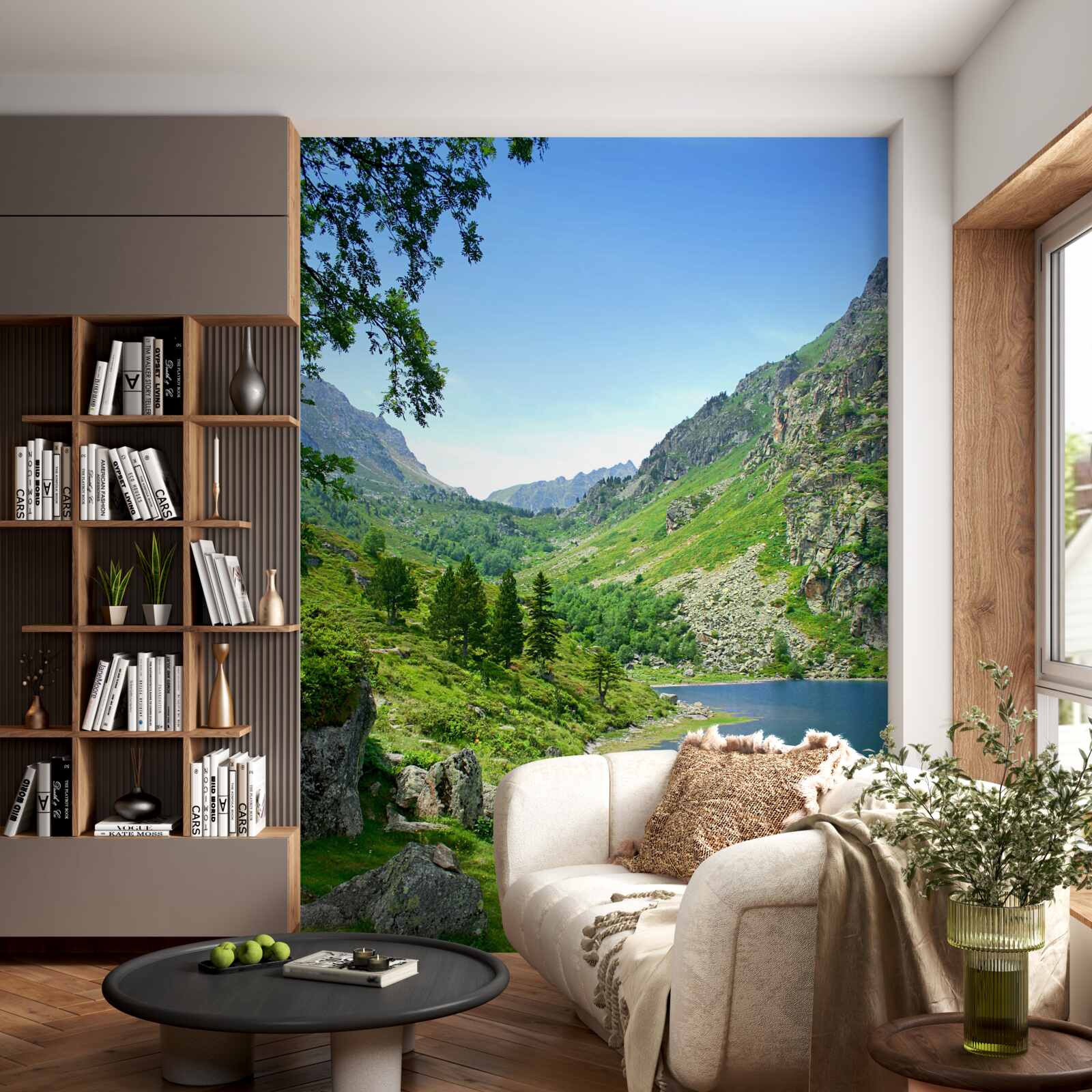 Fototapeta jazero obklopené horami a zelenou