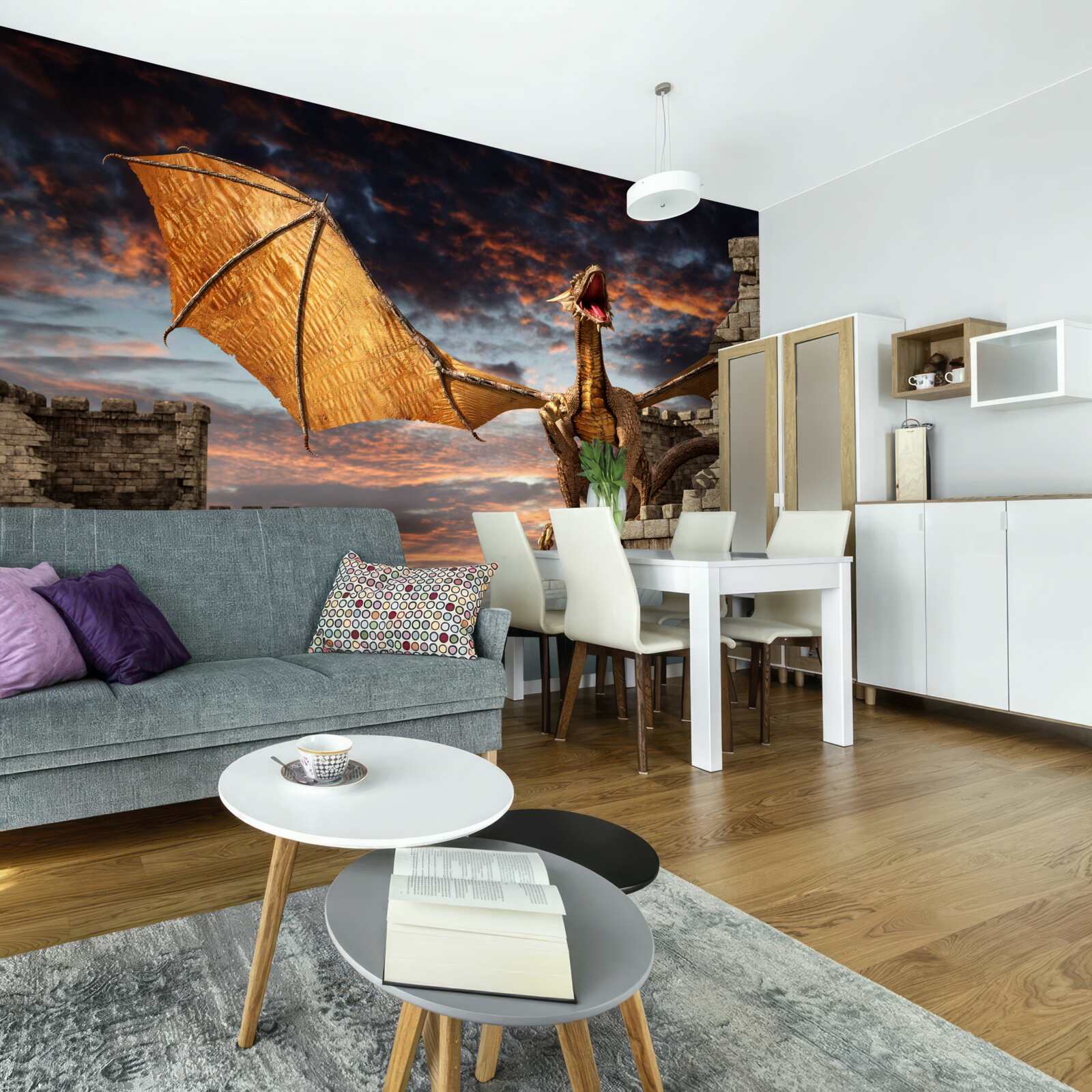 Fototapeta drak v kamennej pevnosti