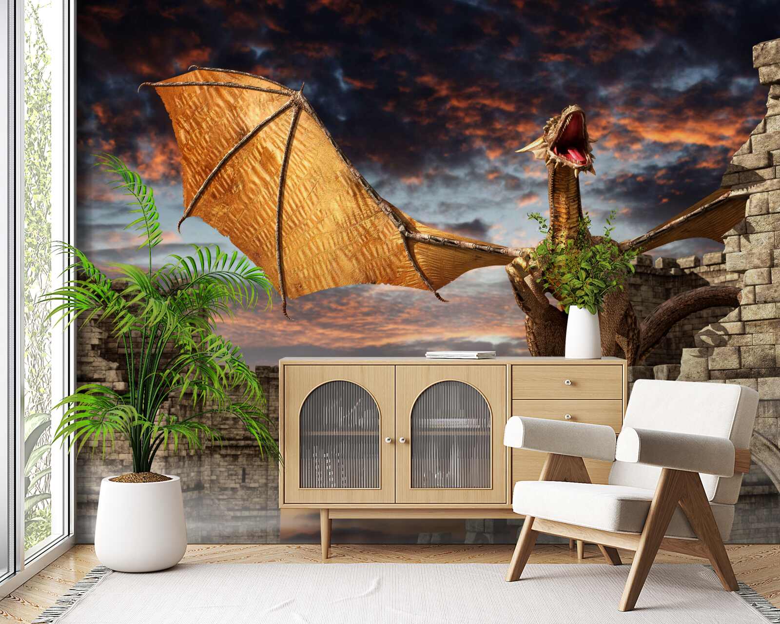 Fototapeta drak v kamennej pevnosti