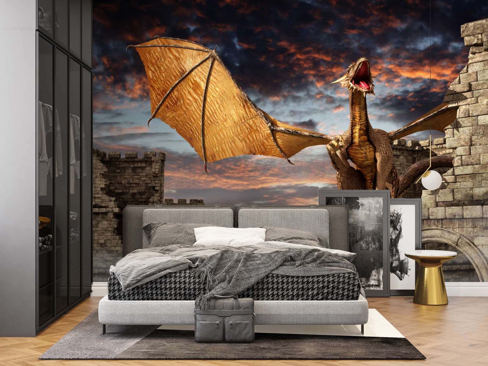 Fototapeta drak v kamennej pevnosti