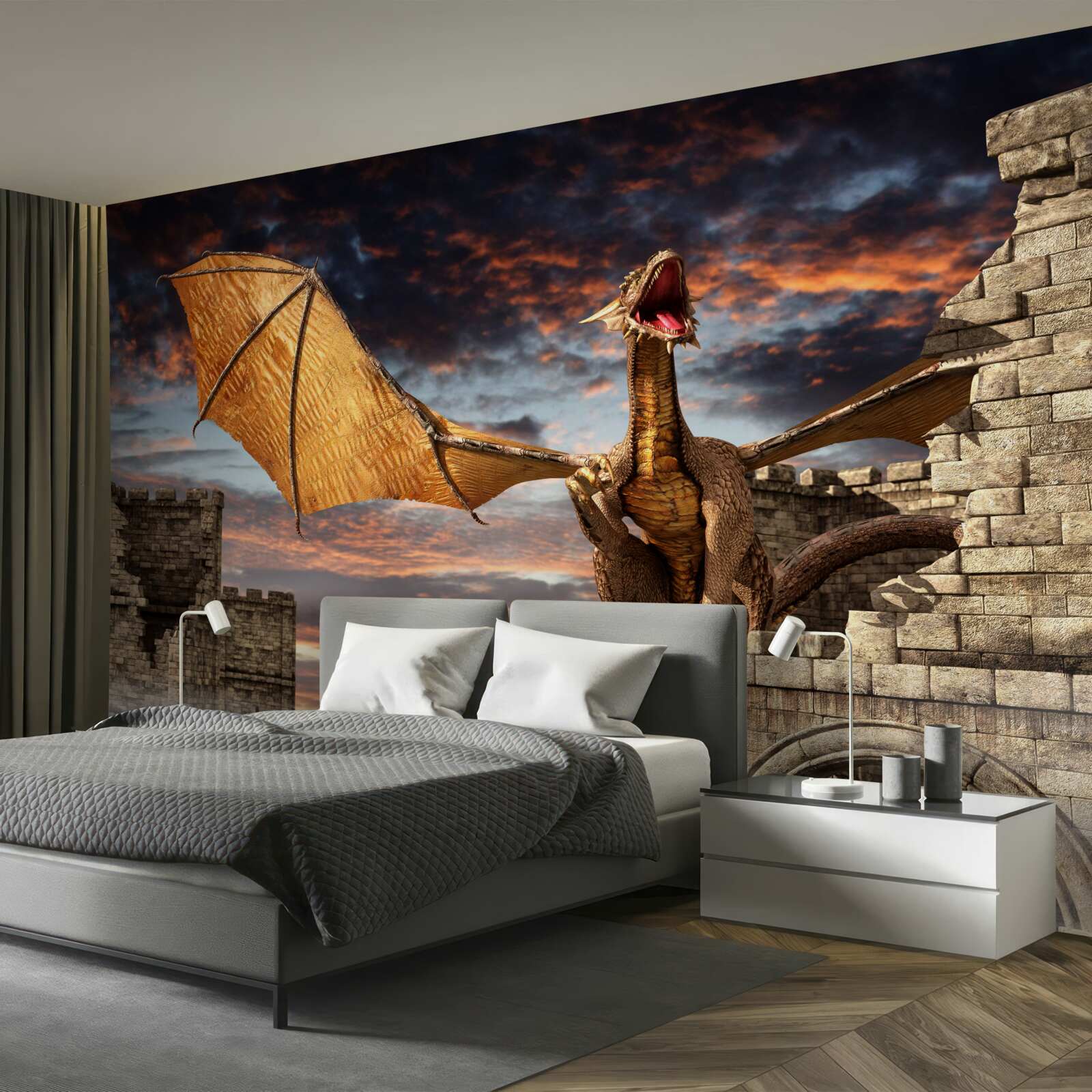 Fototapeta drak v kamennej pevnosti