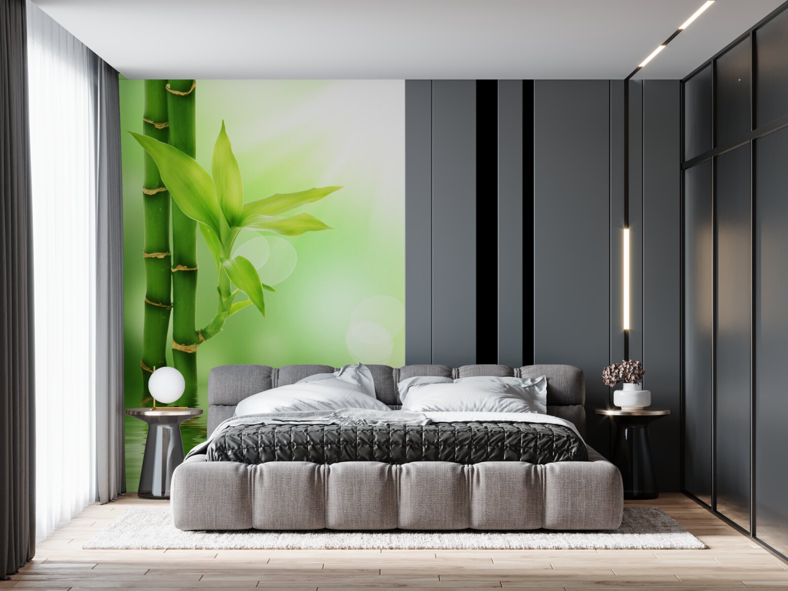 Fototapeta bamboo vá vetva s kvetmi na vodnej hladine