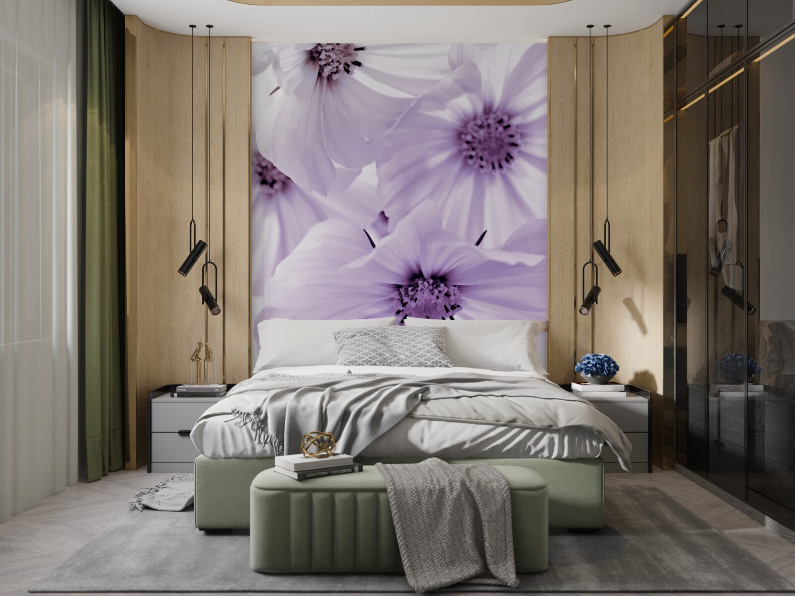 Fototapeta detail ukazuje vláknité kvety s jemnými listami