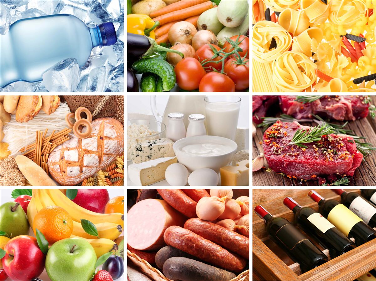 Fototapeta sortiment rôznych potravinárskych výrobkov