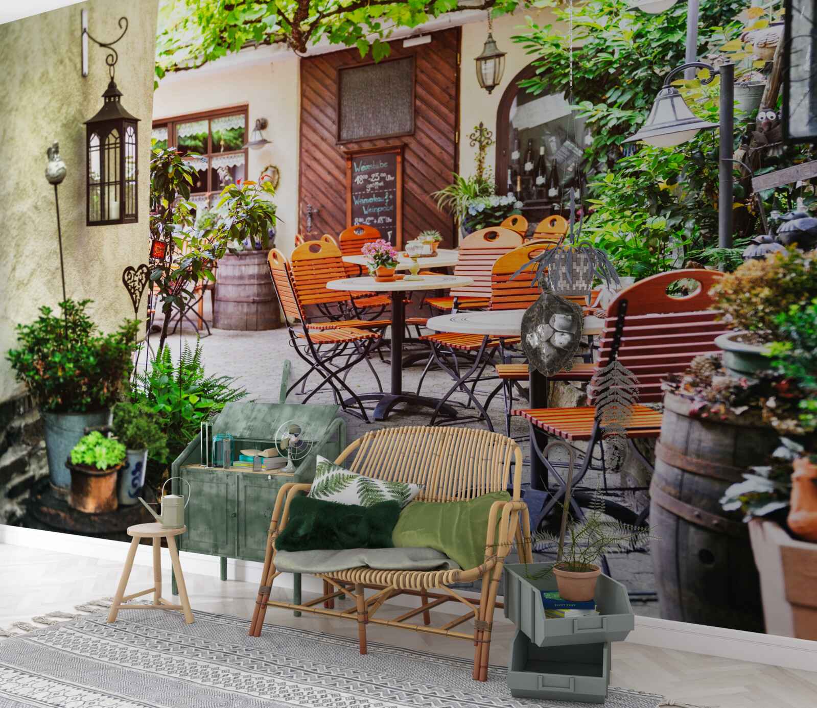 Fototapeta malá kaviareň so stolom v historickej časti mesta