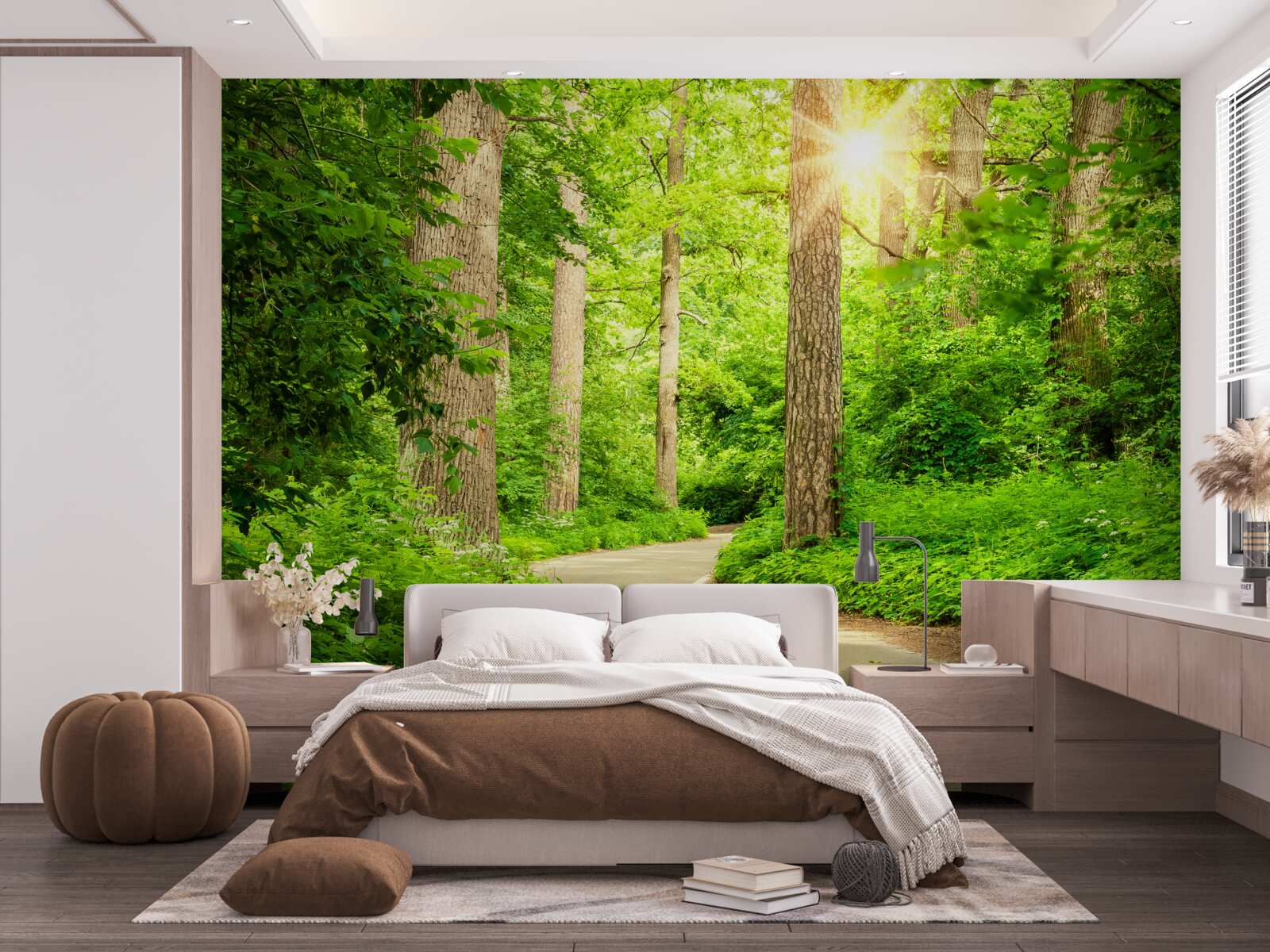 Fototapeta svetlý dizajn s rozmazanými lesmi