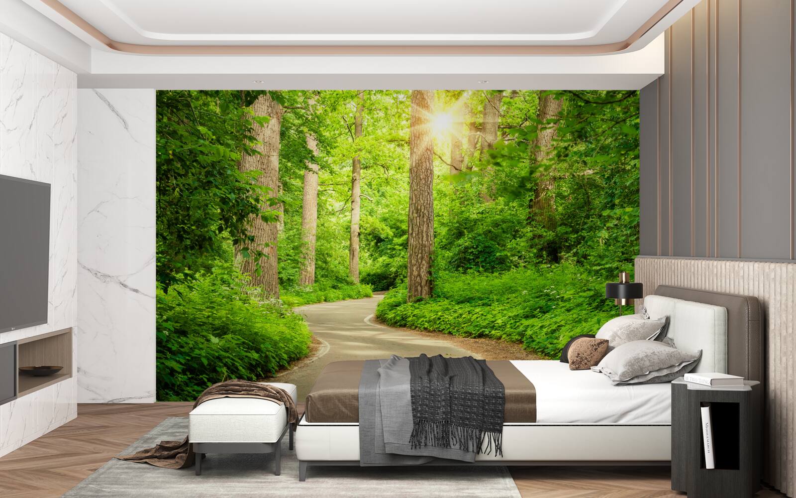 Fototapeta svetlý dizajn s rozmazanými lesmi