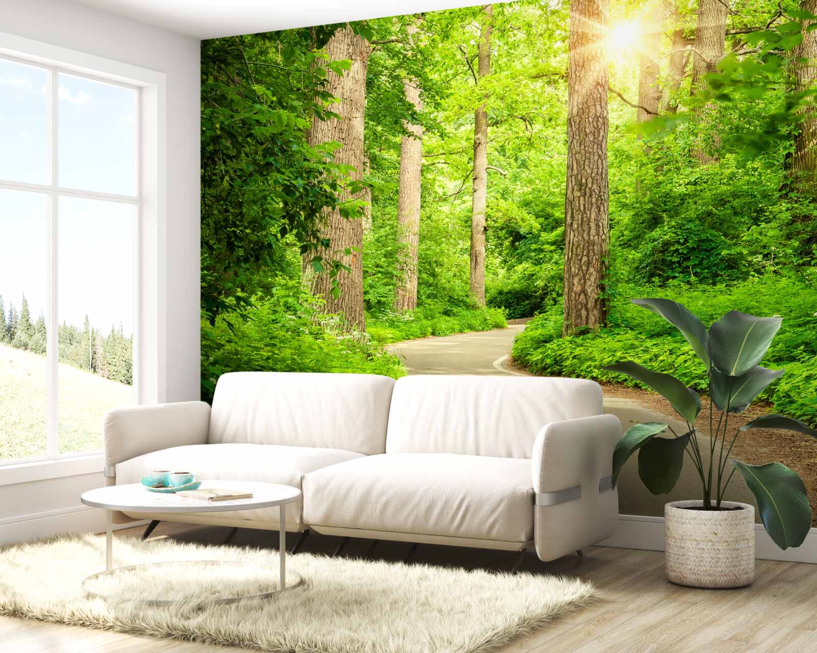 Fototapeta svetlý dizajn s rozmazanými lesmi