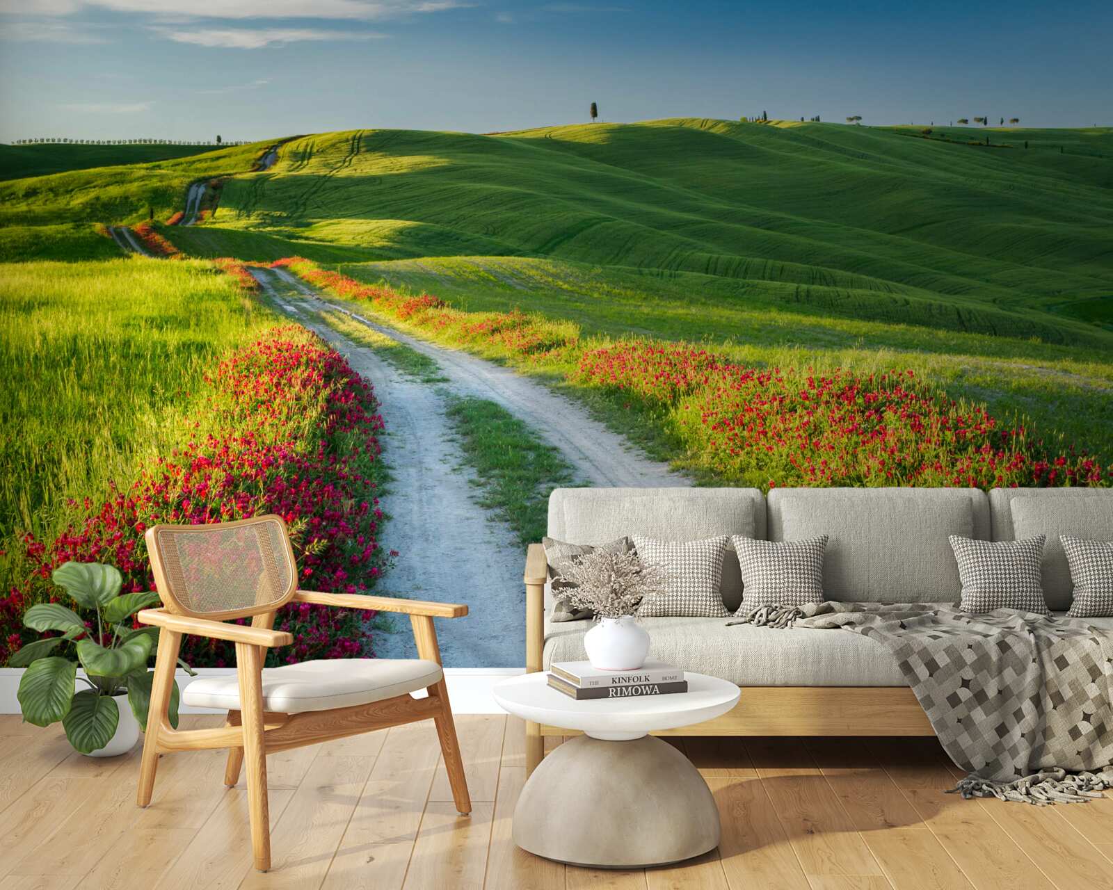 Fototapeta cesta v horách pokrytá zelenými polyamidmi