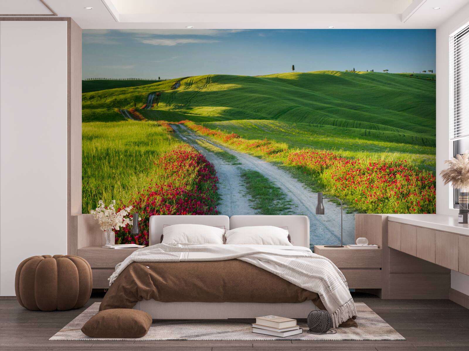 Fototapeta cesta v horách pokrytá zelenými polyamidmi