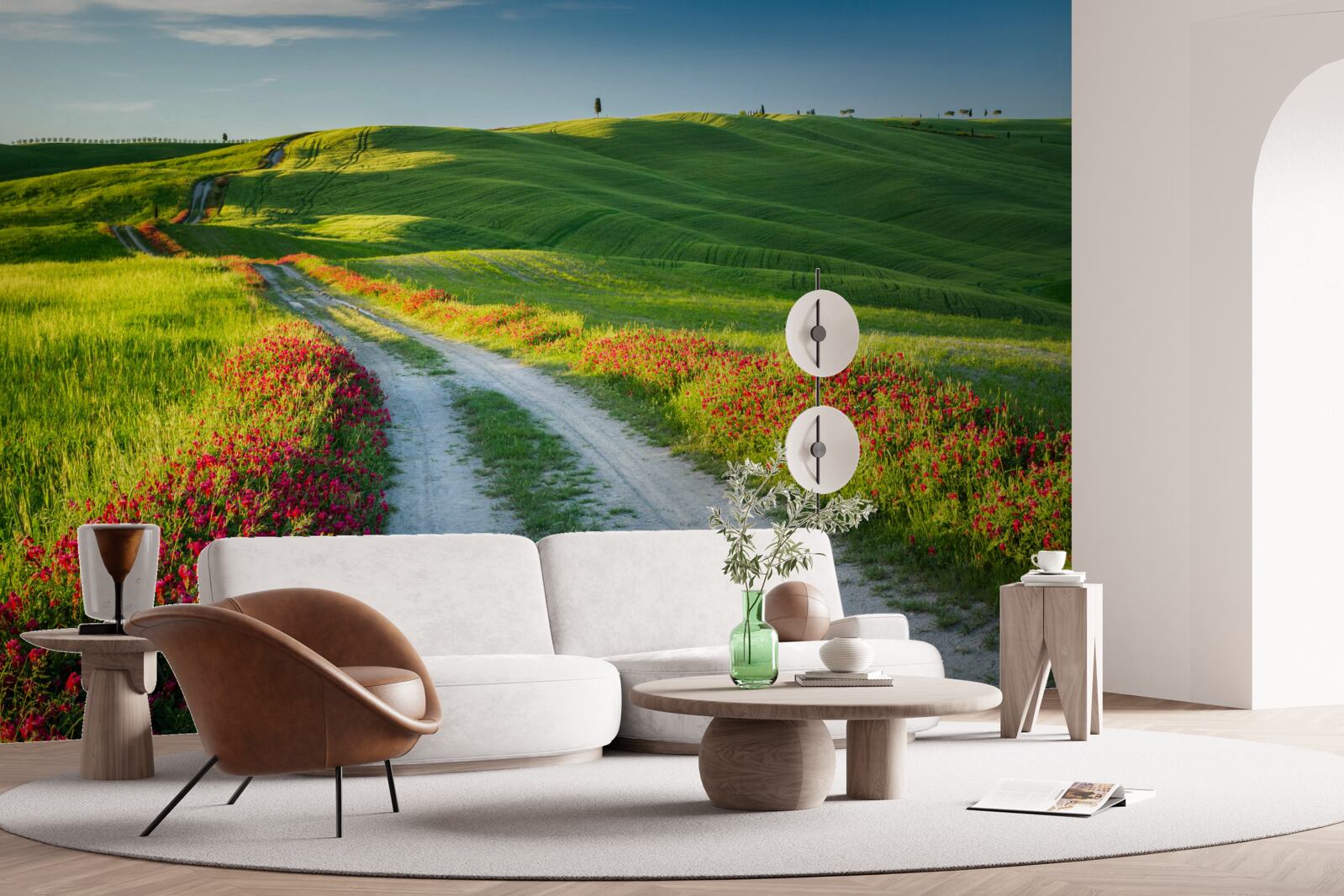 Fototapeta cesta v horách pokrytá zelenými polyamidmi