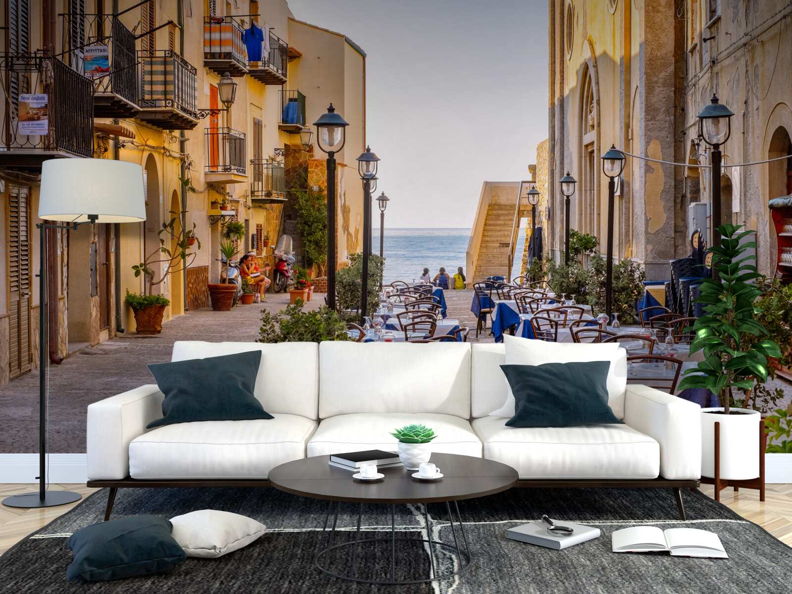 Fototapeta zariadení na brehu v historickej časti mesta