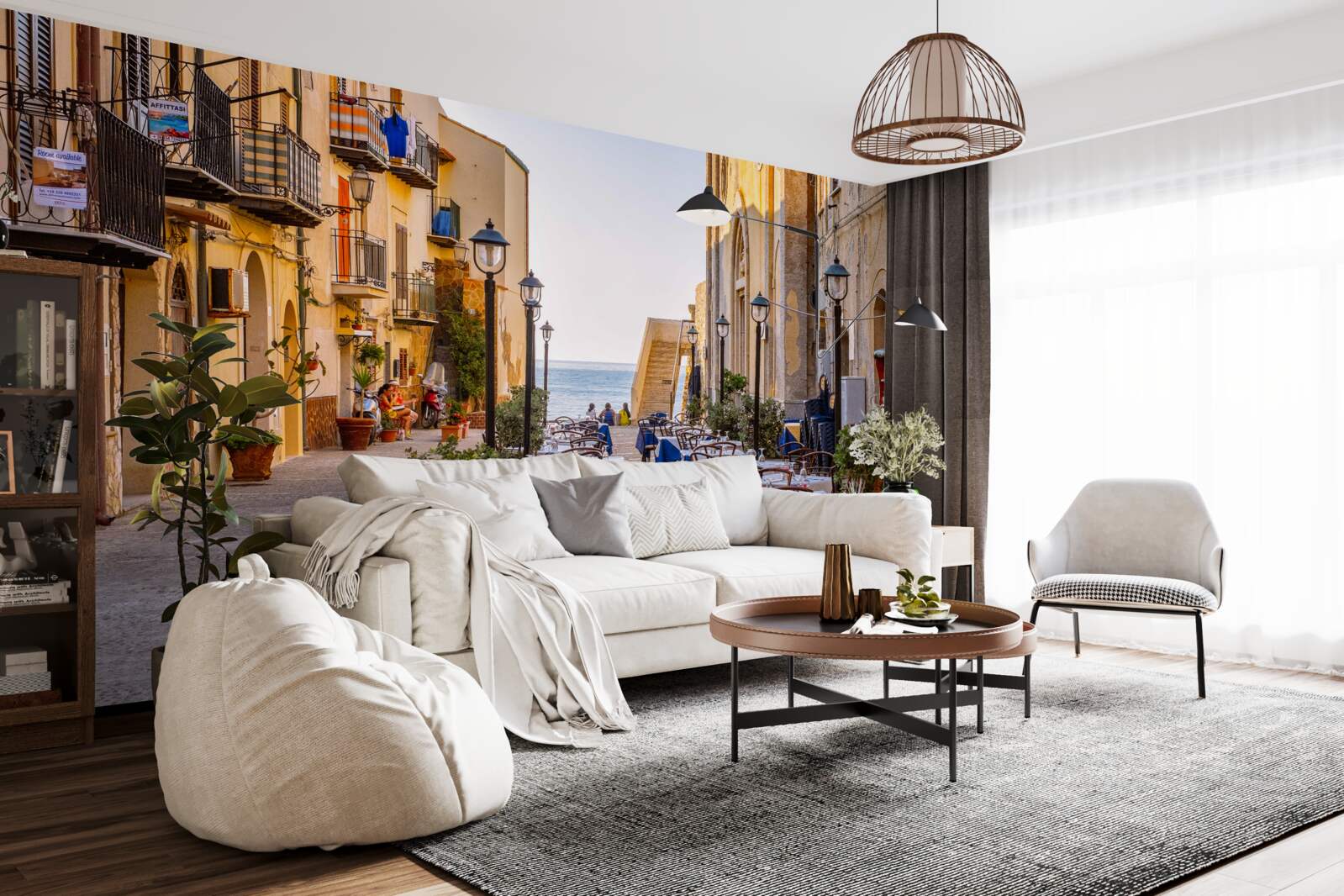 Fototapeta zariadení na brehu v historickej časti mesta