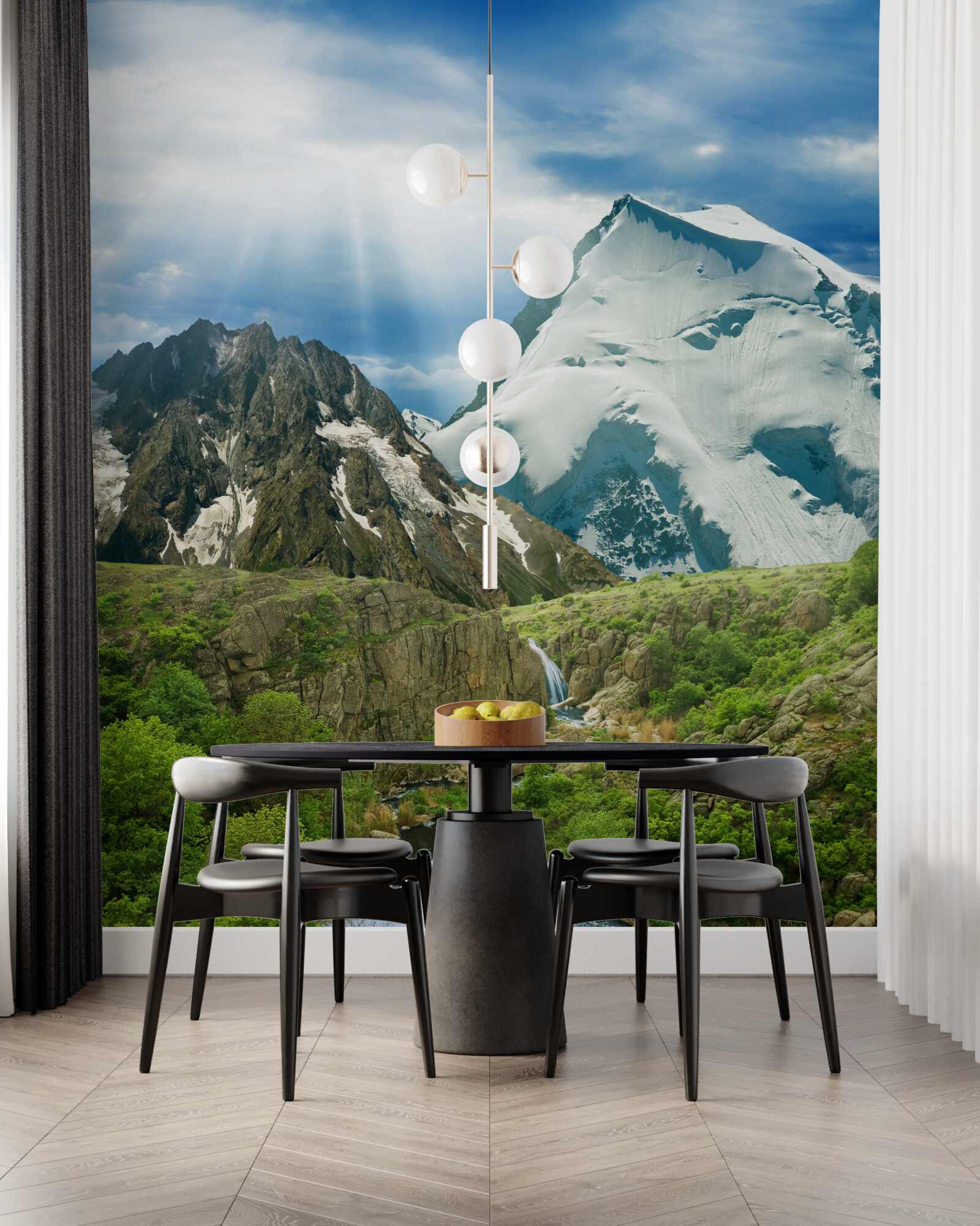 Fototapeta Svetlo slnečného svetla preniká cez hory v lese