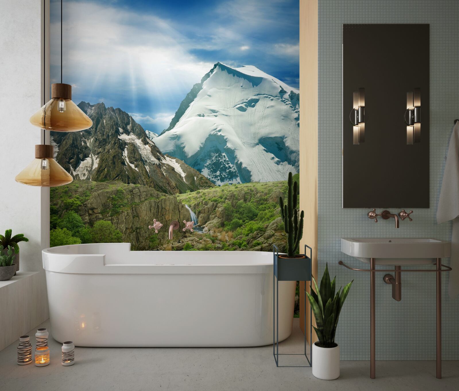 Fototapeta Svetlo slnečného svetla preniká cez hory v lese