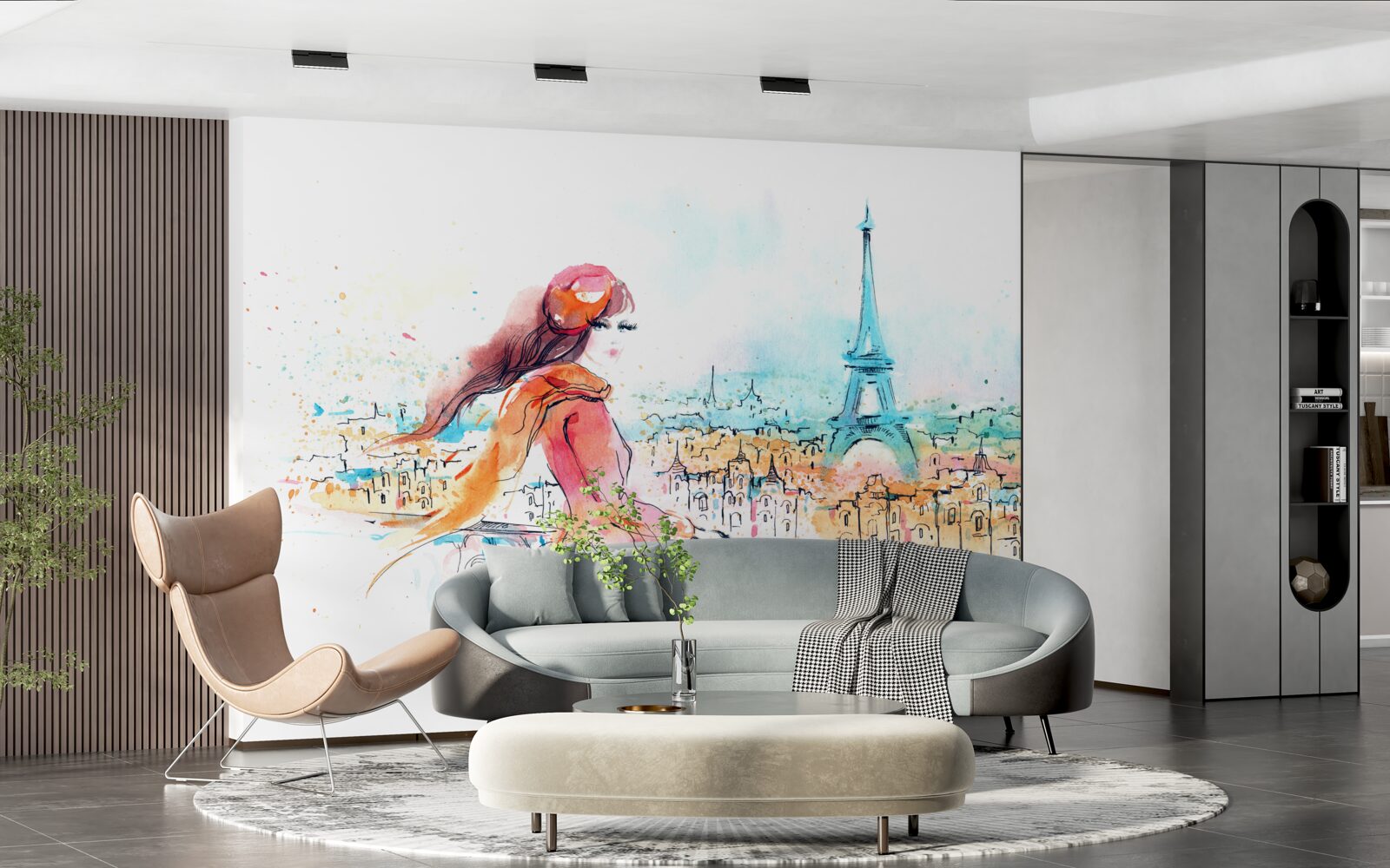 Fototapeta dievča chodí v akvarelu v Paríži