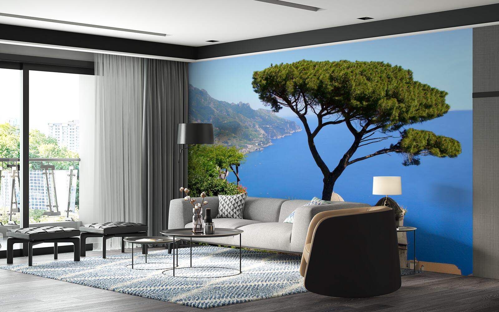 Fototapeta osamelý strom na pobreží mora