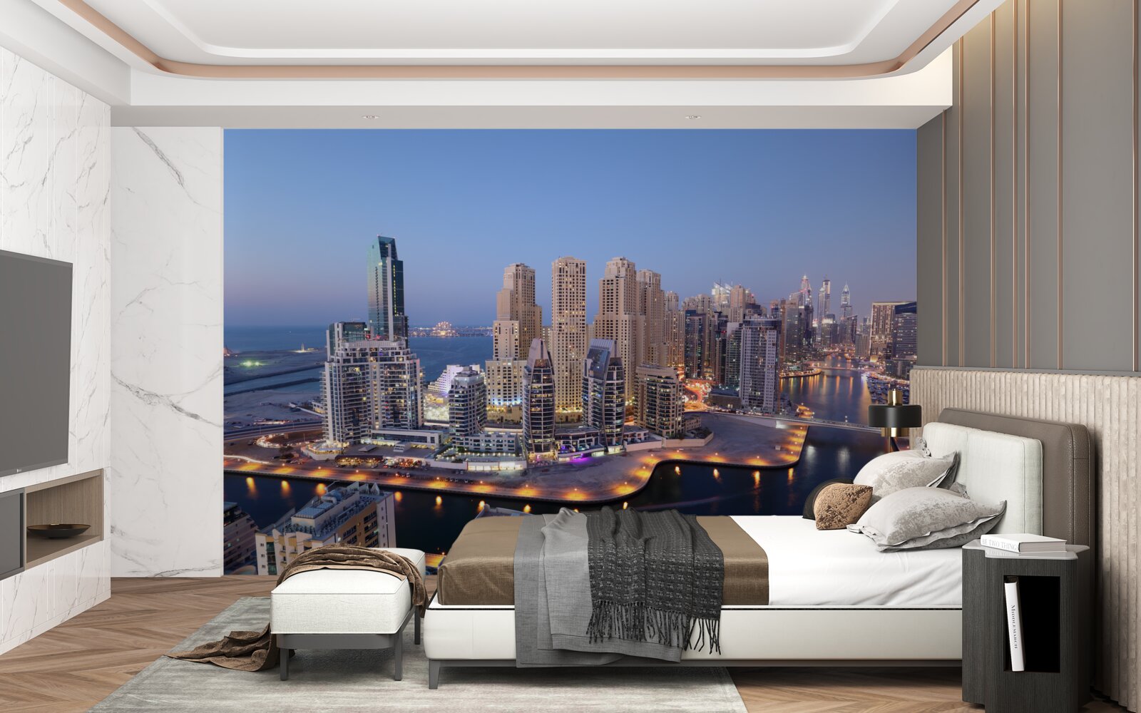 Fototapeta blížiaci sa západ slnka v meste