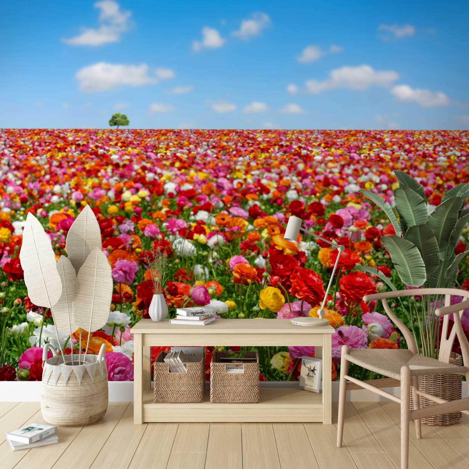 Fototapeta lúka posiata viac farebných kvetov