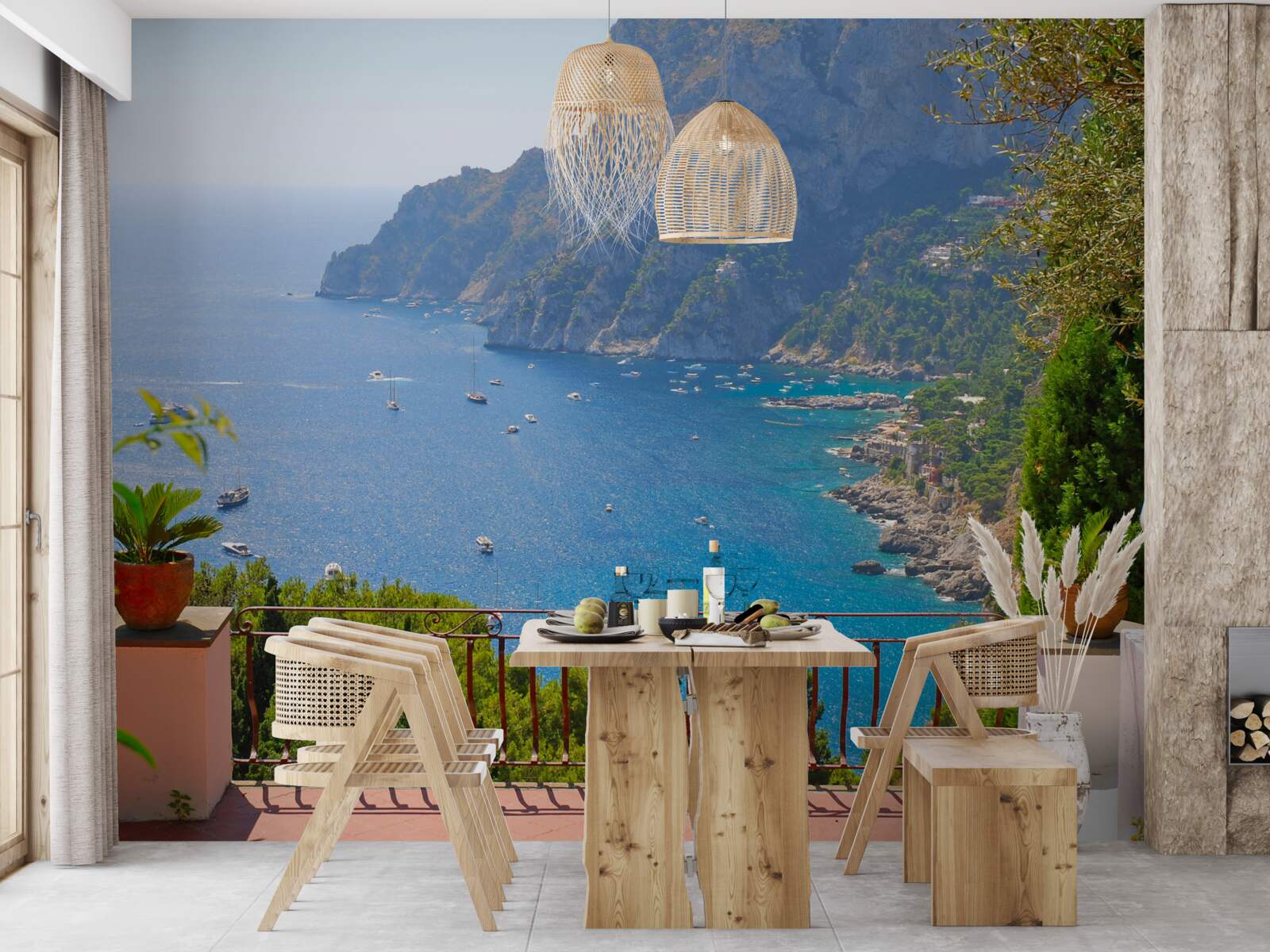 Fototapeta terasa má balkón a výhľad na oceán