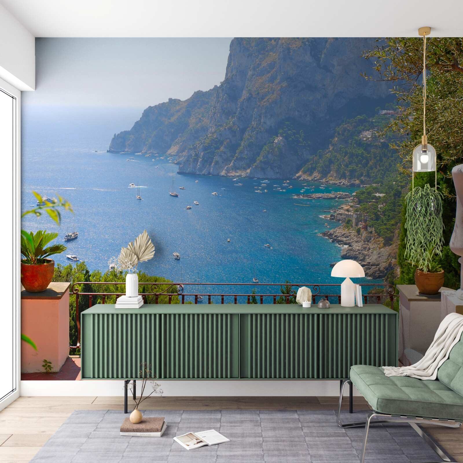 Fototapeta terasa má balkón a výhľad na oceán